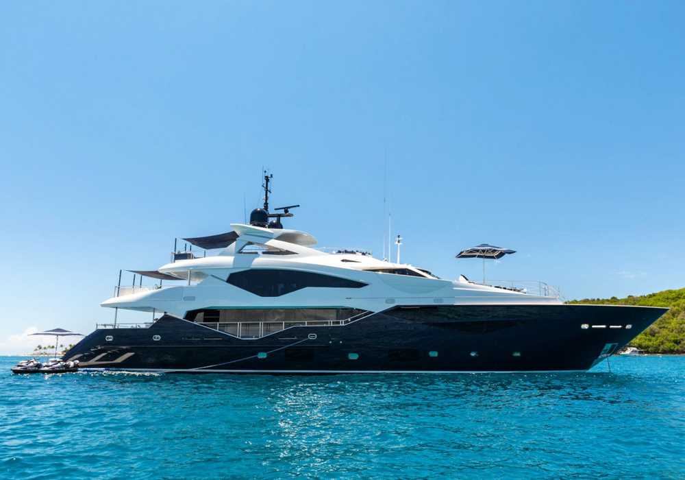 Charter Yacht Take 5 at anchor in the Bahamas