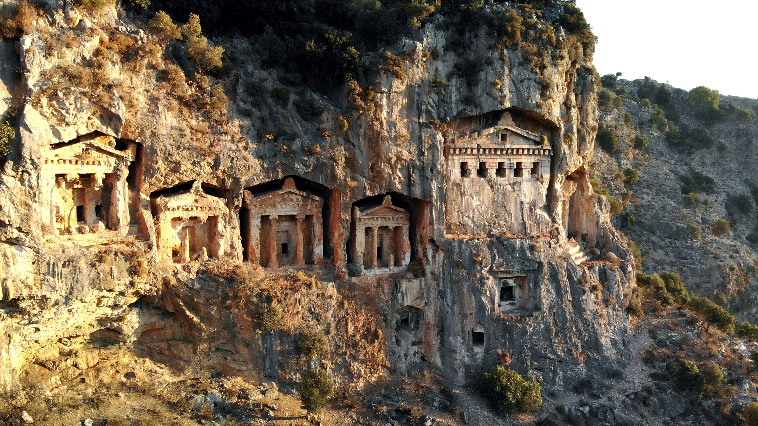 Turkey Luxury Yacht Charter - Famous Lycian Tombs of ancient Caunos city, Dalyan, Turkey