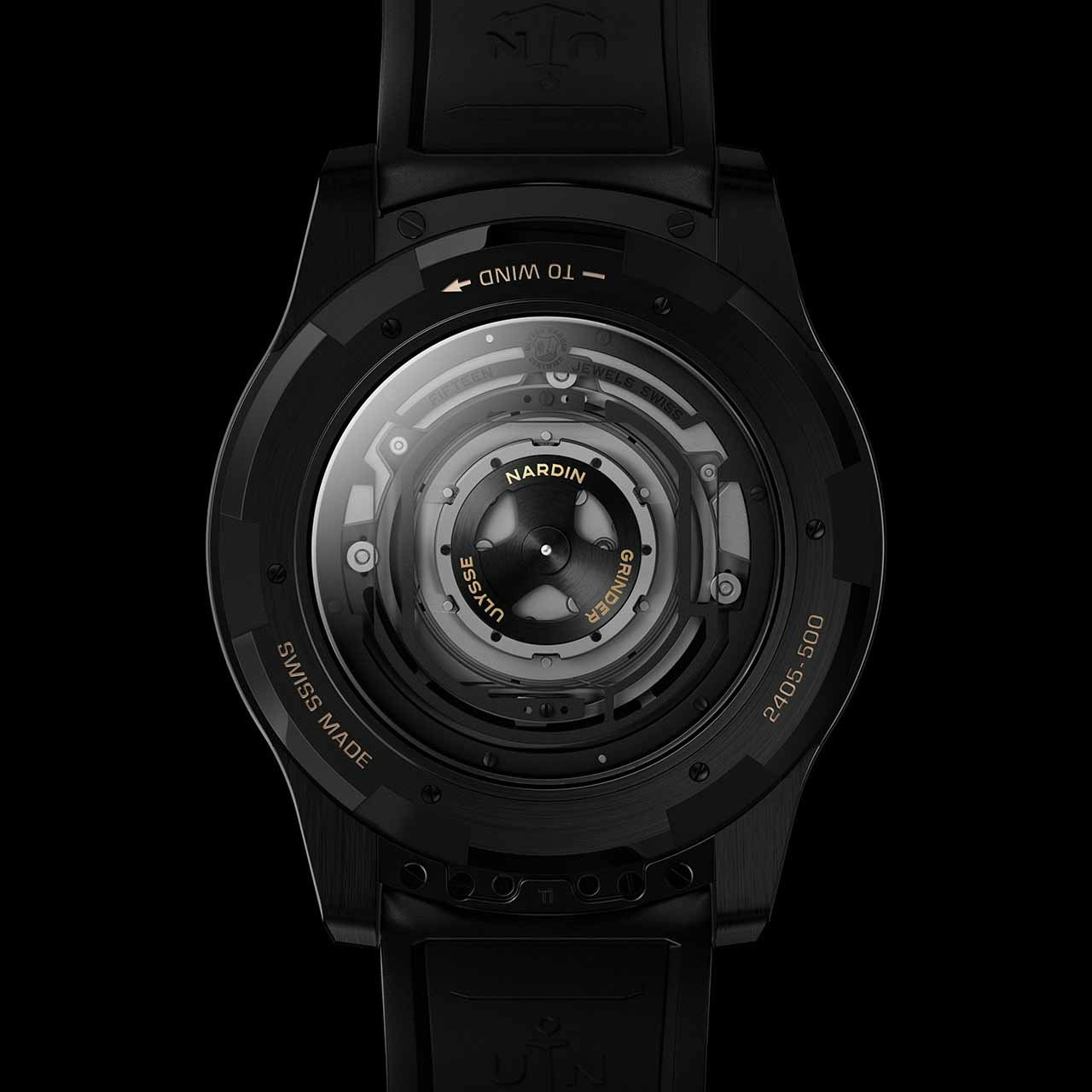 The back of a black watch on a back background