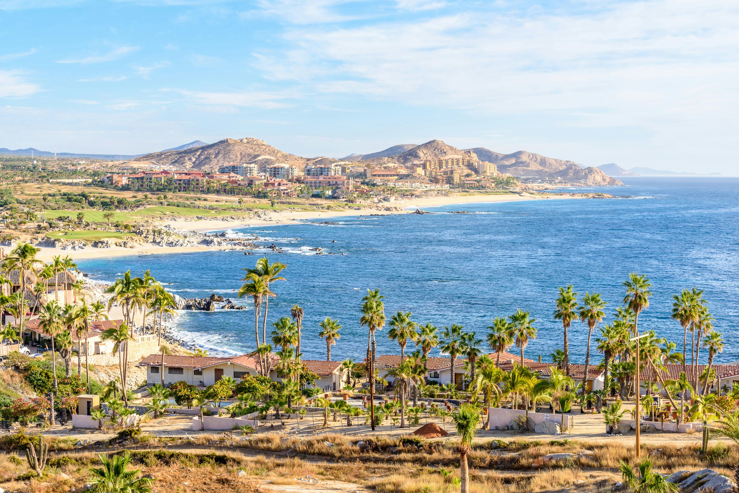 Yacht Charter San Jose del Cabo - Western Mexico, San Jose del Cabo, beautiful beach landscape with rugged mountains and tall palm trees