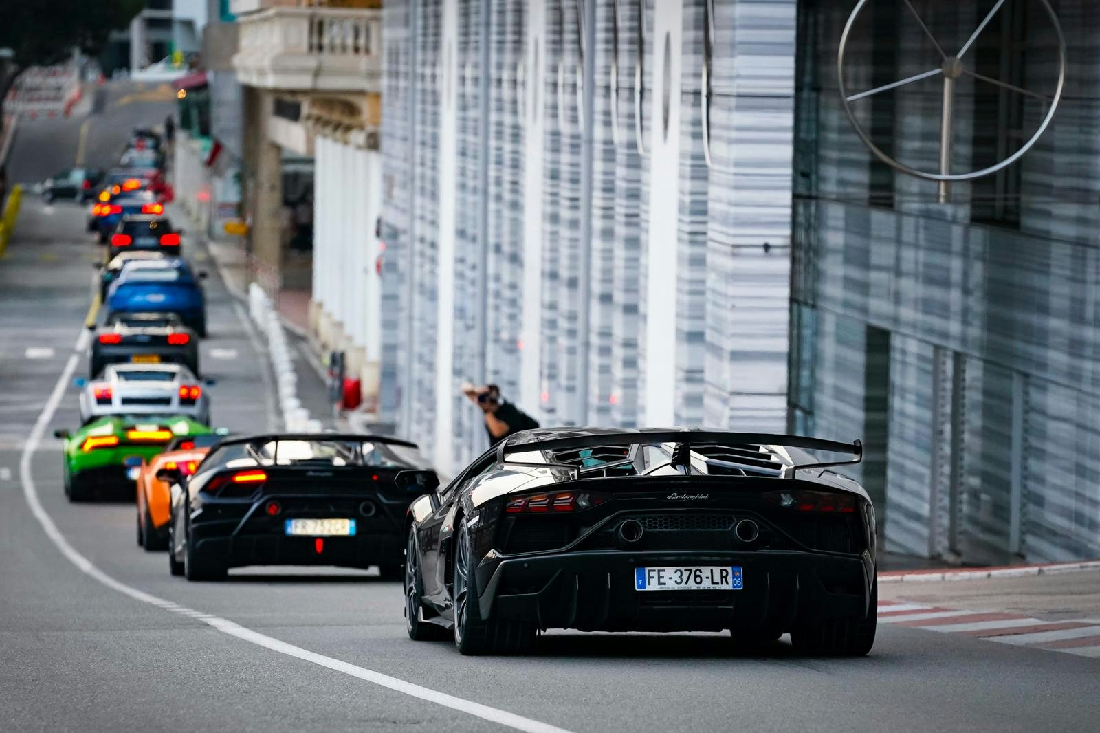 Lamborghinis driving throughMonaco