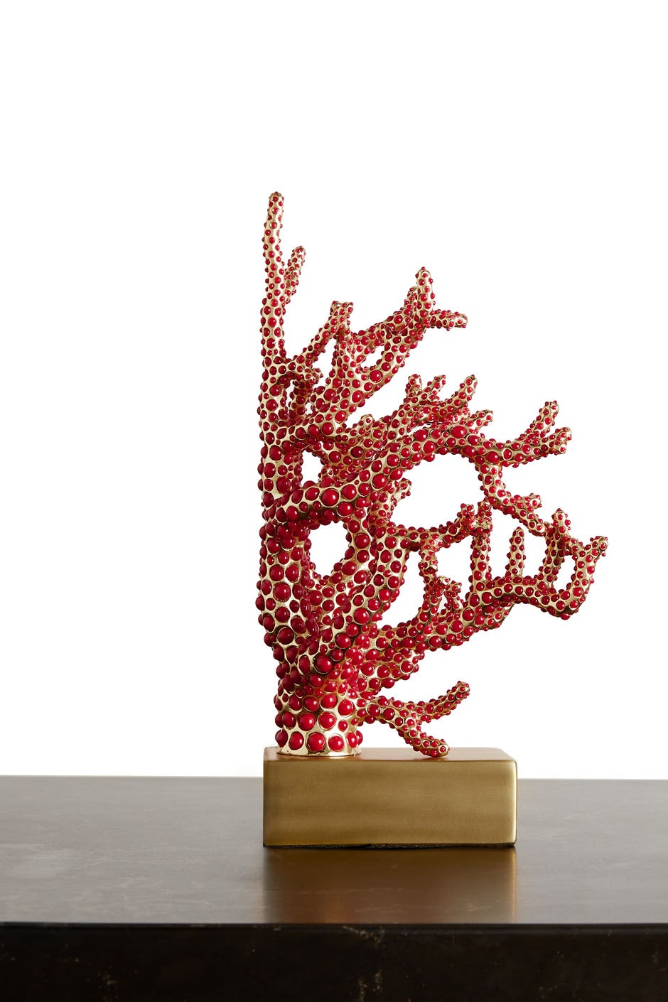 CORAL BOOKEND - RED AND GOLD PLATED CORAL BOOKEND