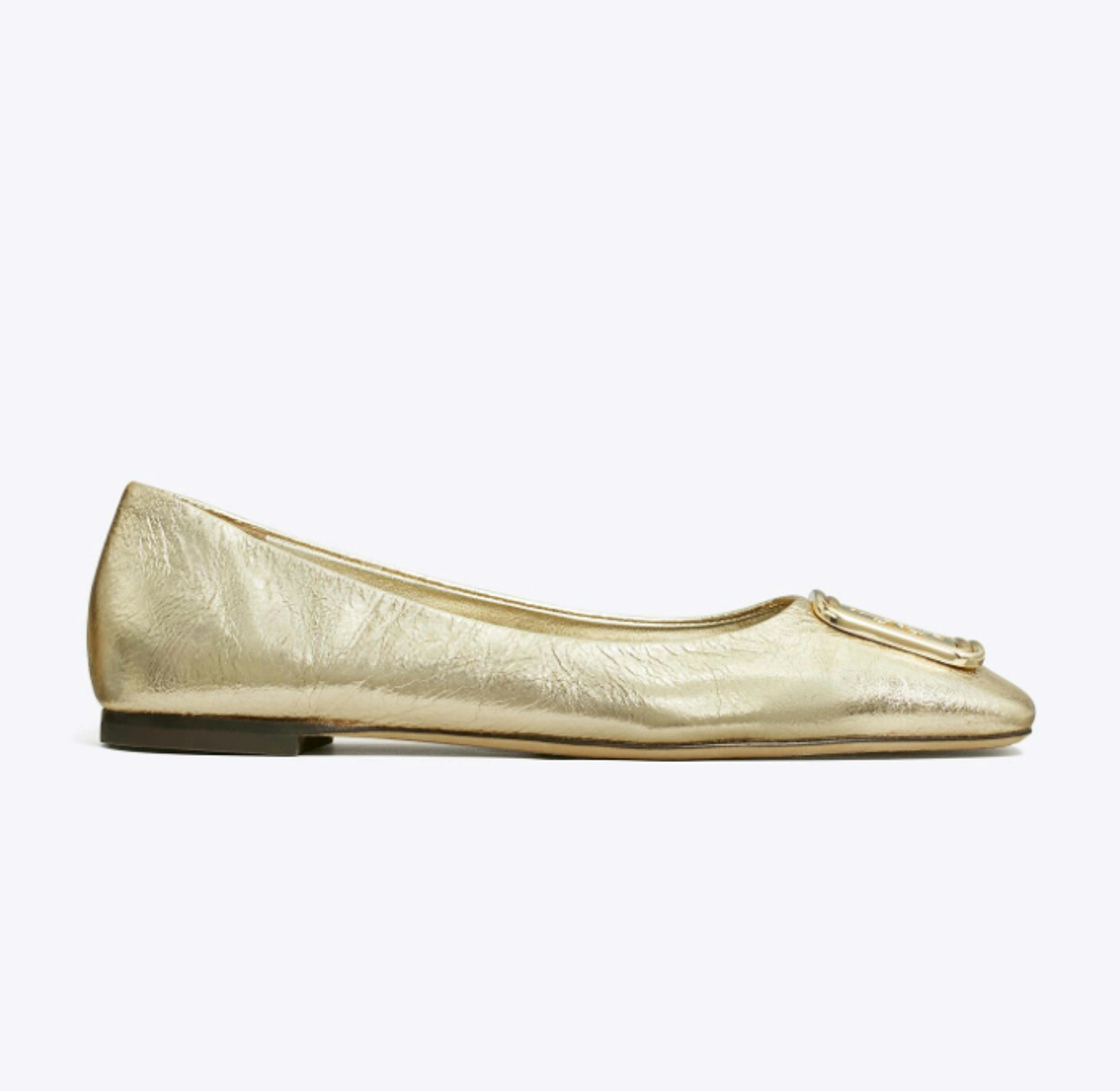Women&#039;s gold ballet flat