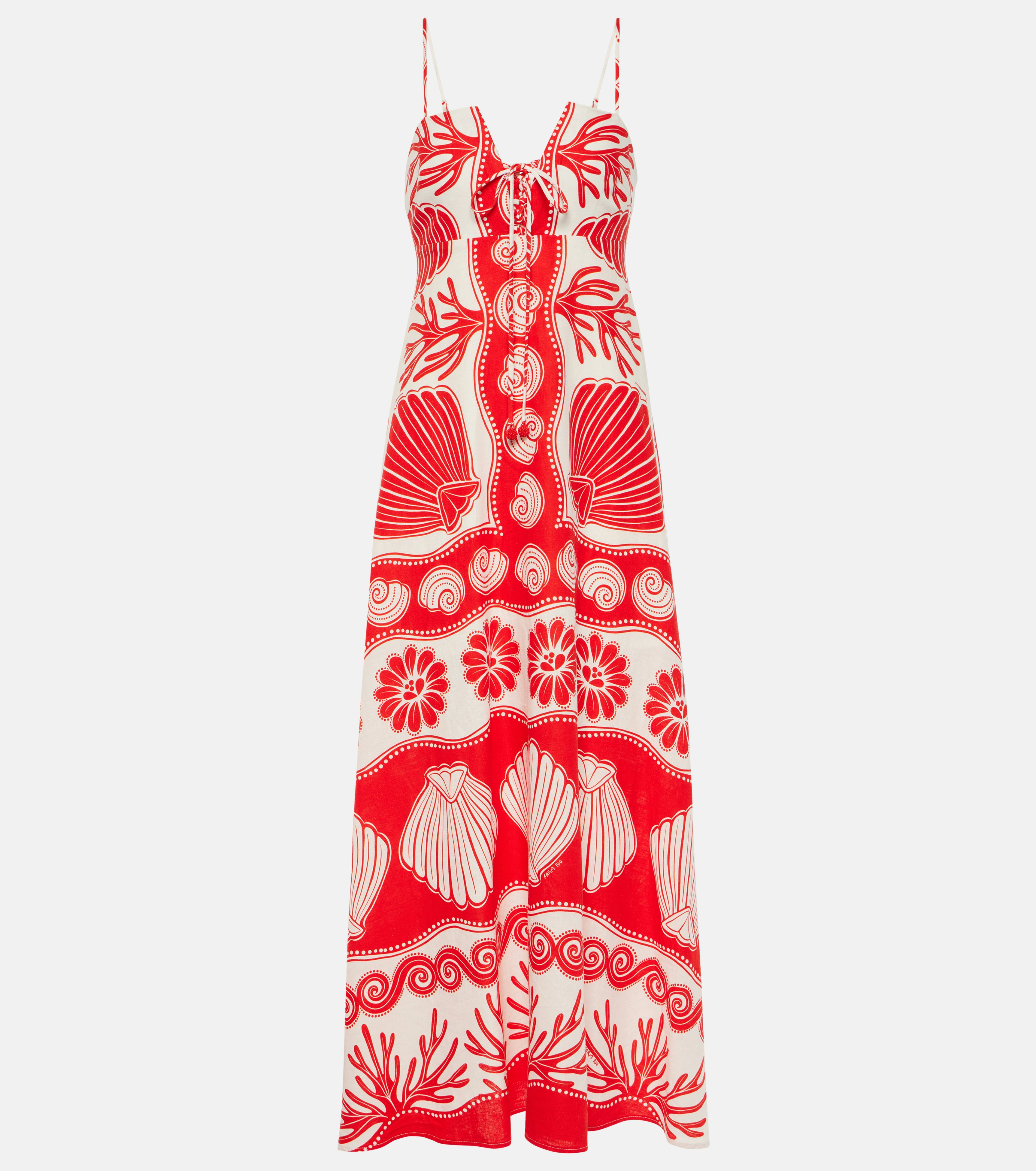 Red and white Farm Rio seashell dress