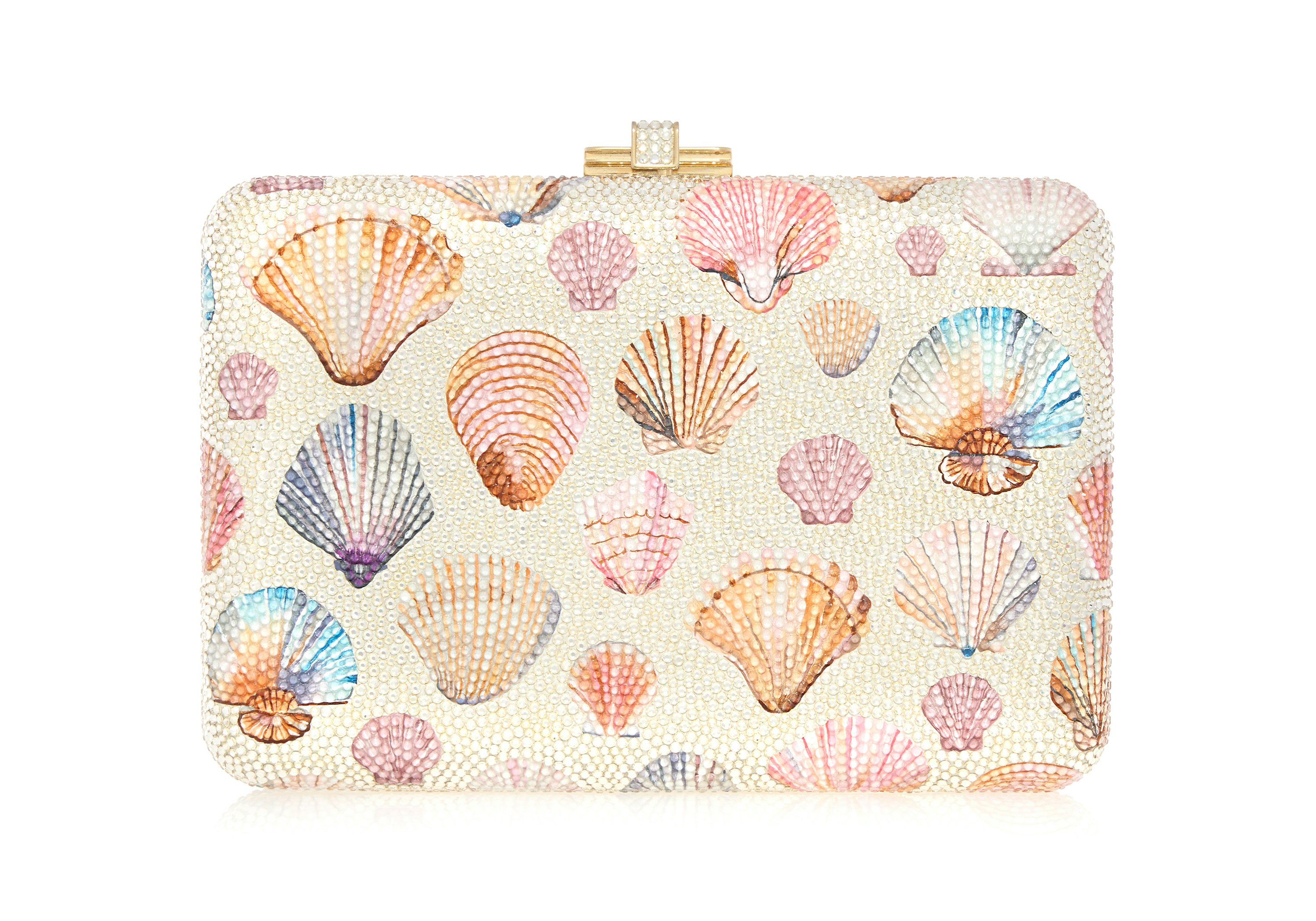 Multi-color seashell clutch bag