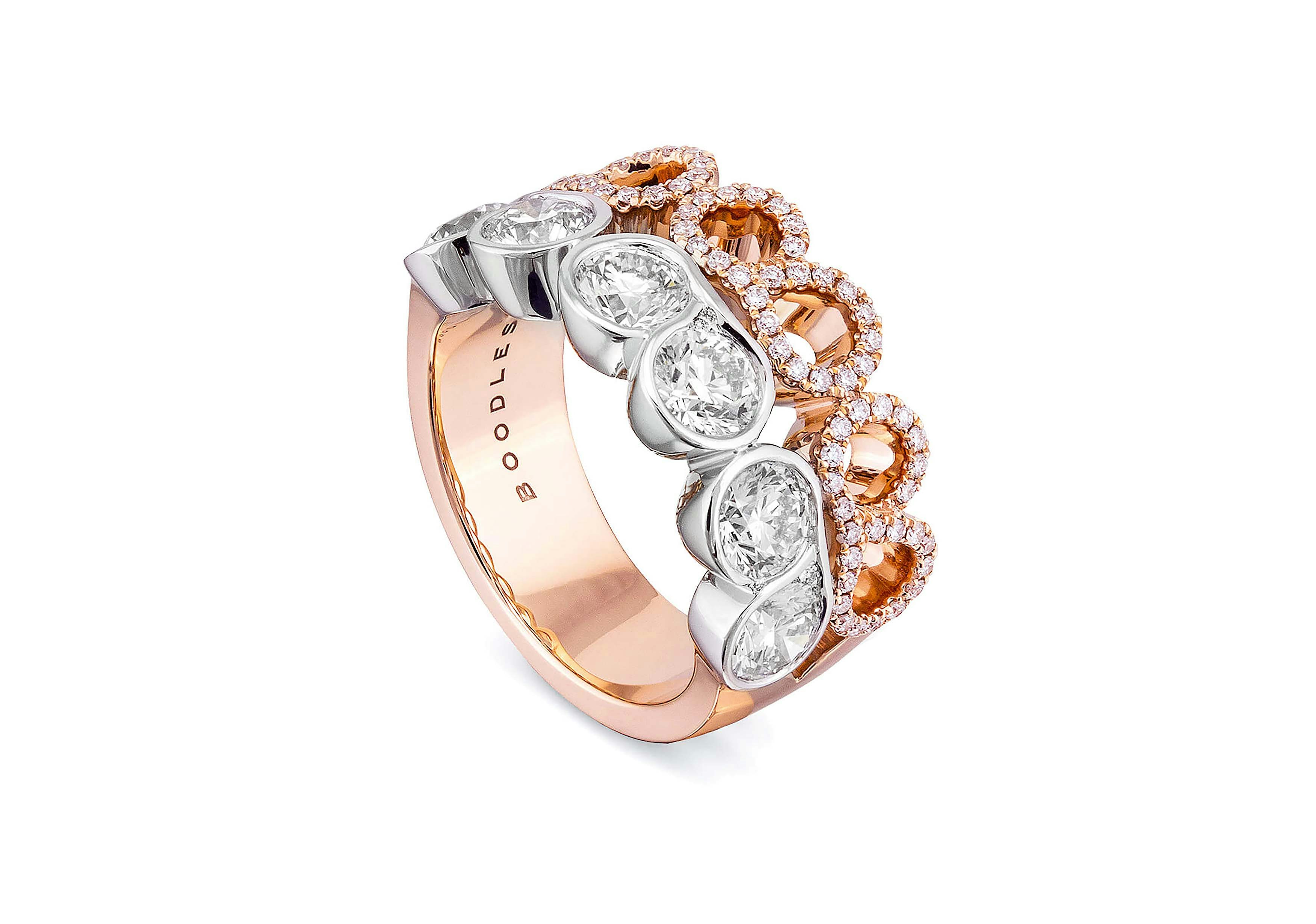women&#039;s rose gold and diamond ring