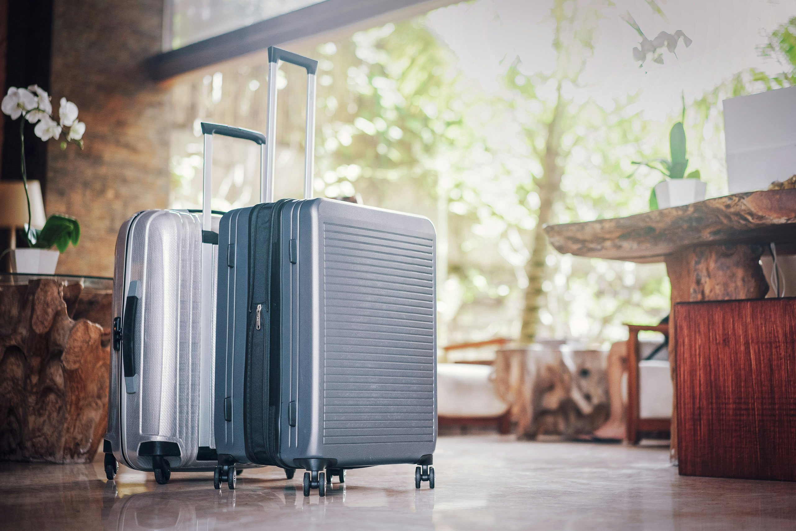 Travel Cancellation Luggage placed on the floor at foyer of private residence
