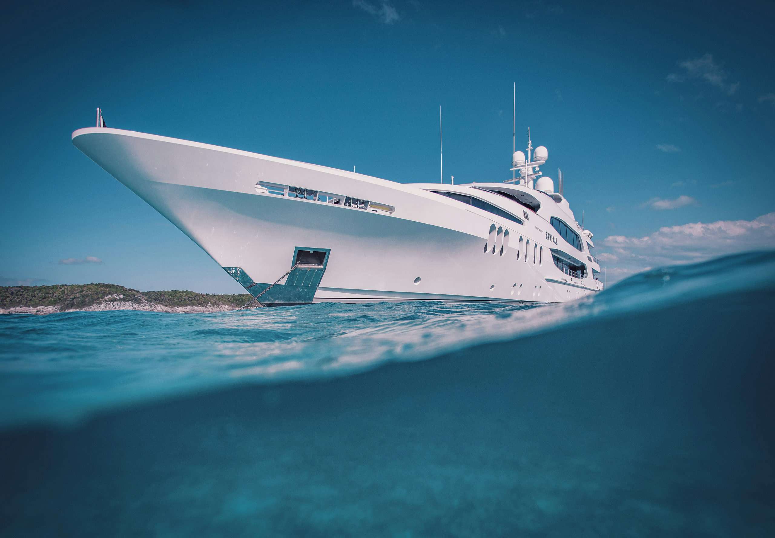 Yacht anchored at clear Caribbean waters