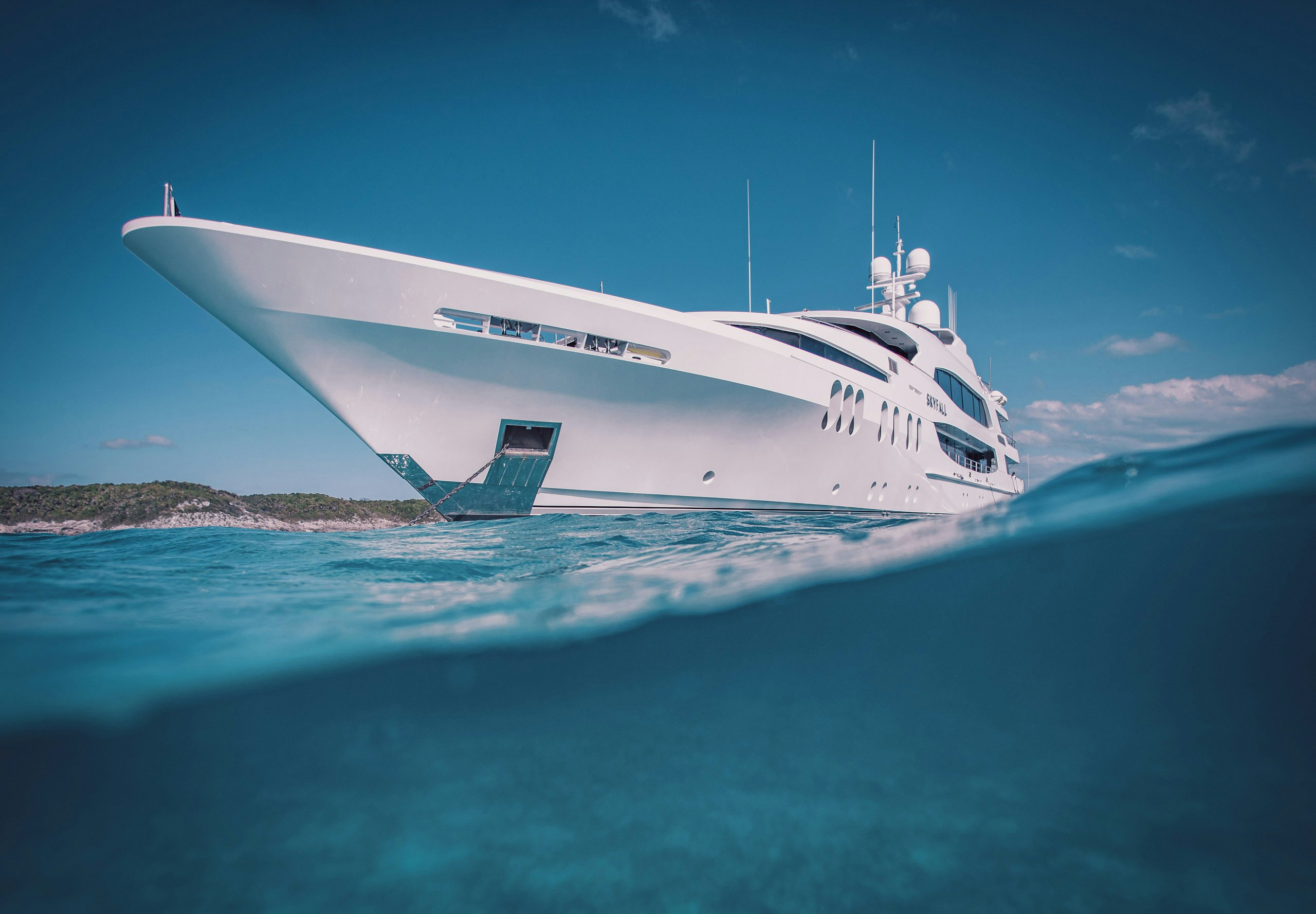 Yacht_Management-Specialist Support Yacht anchored at clear Caribbean waters