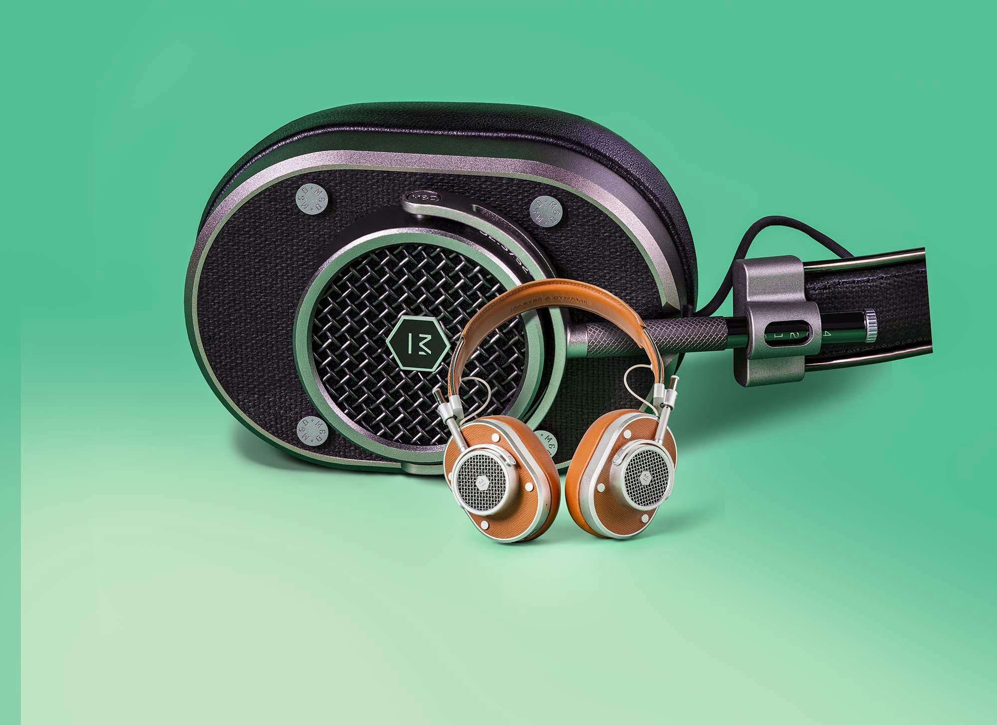 Master and Dynamic re-released headphones 2023 with green background