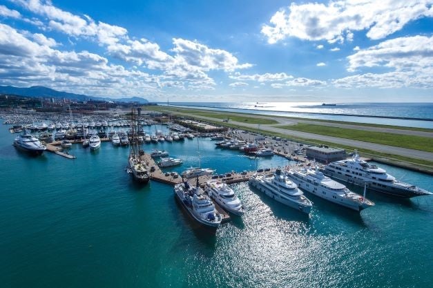 Aerial of Marina Di Genova Aeroporto in Genova, Italy