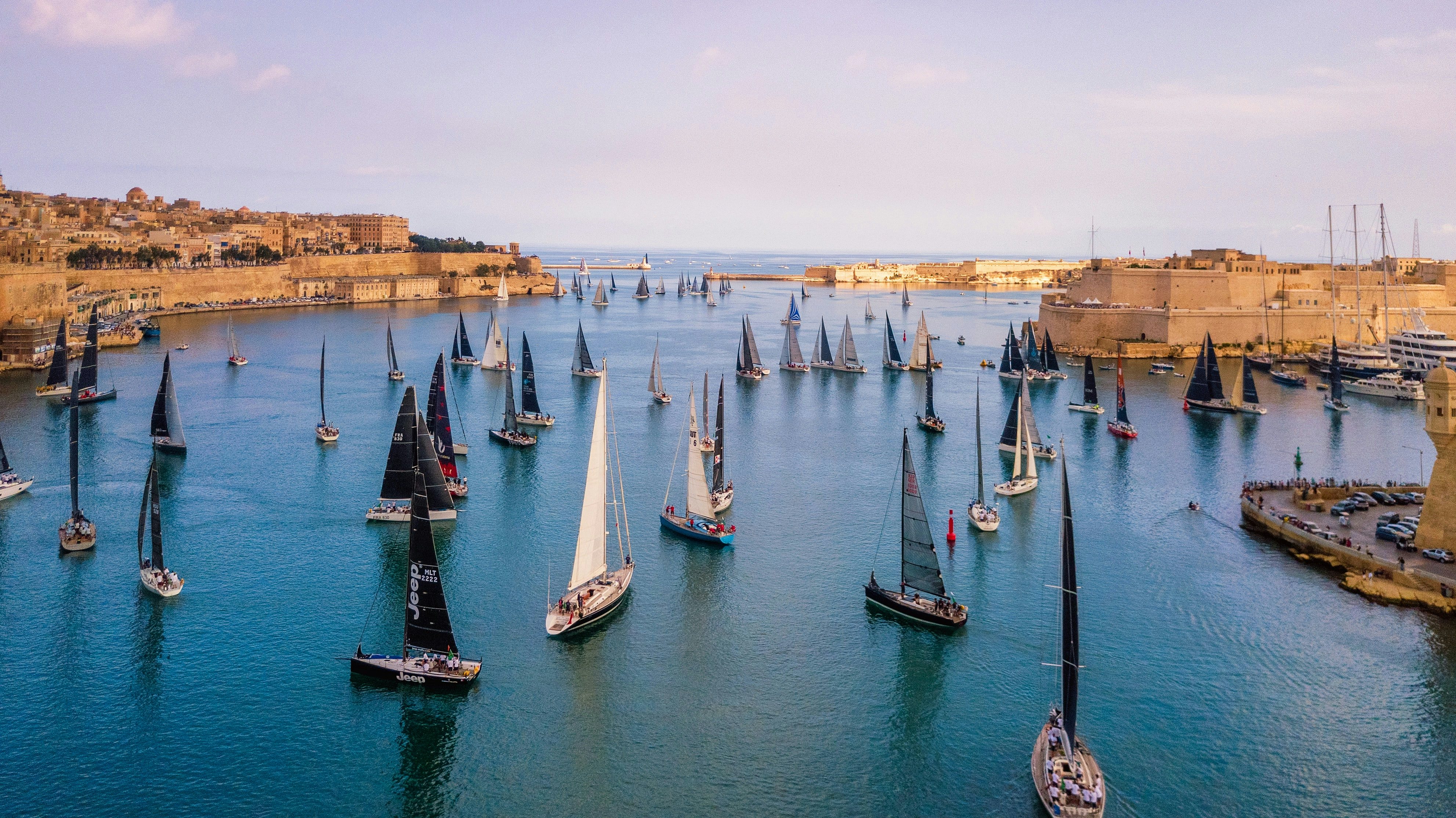 Sailing yachts in a harbor of Malta
