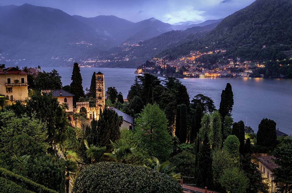Villa Passalacqua at Night by Lake Como