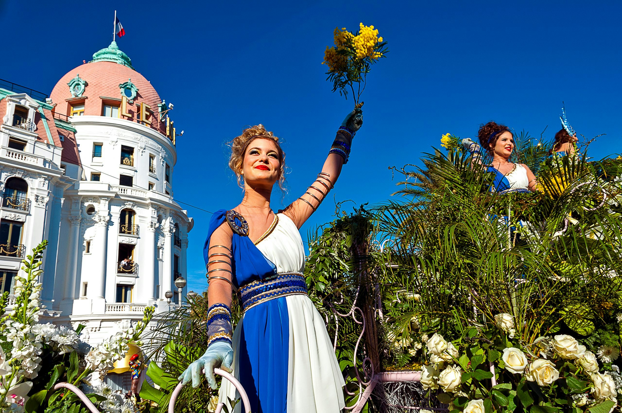 A captivating image of the vibrant Nice Carnival, inviting you to charter a yacht for Nice Carnival 2024 through Northrop & Johnson