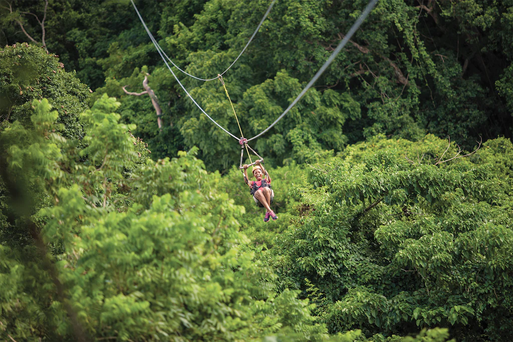 Race across St. Kitts' rainforest on a sky-high zipline